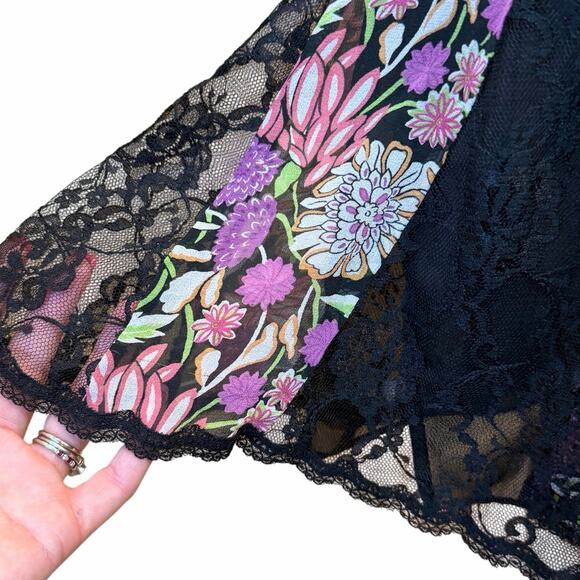 VTG Spenser Jeremy 100% Silk Skirt SZ 6 Floral Lace Fairy Whimsigoth Romantic - Picture 2 of 14